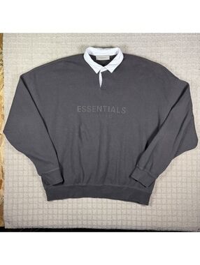 Fear of God Essentials Brown Rugby Pullover Shirt L